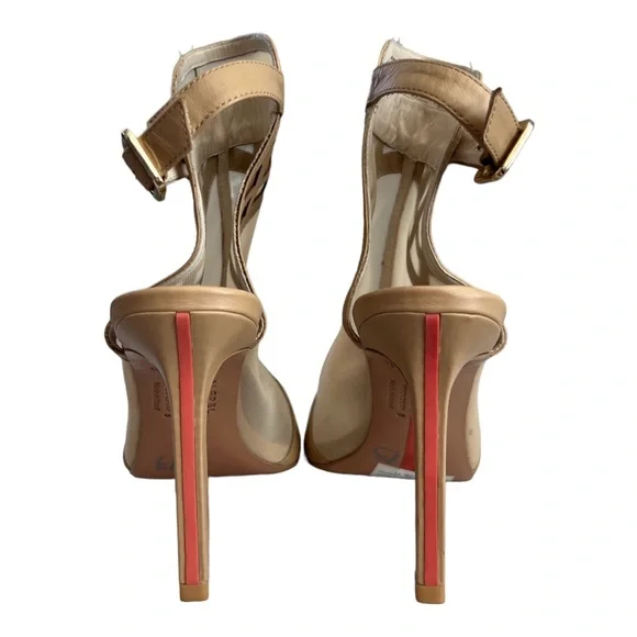 Alepel Mesh Detail Women’s Pump Size 6 Champagne/Gold Stilleto - Picture 4 of 8